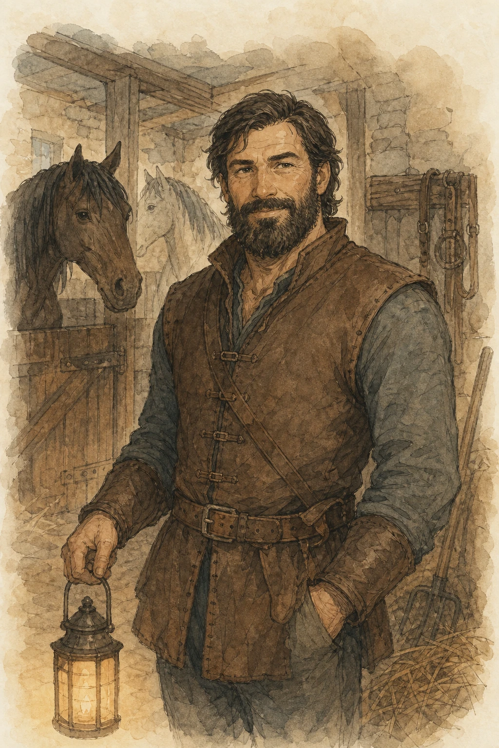 Évocation de Burrich, maître d'écurie (illustration non officielle)
