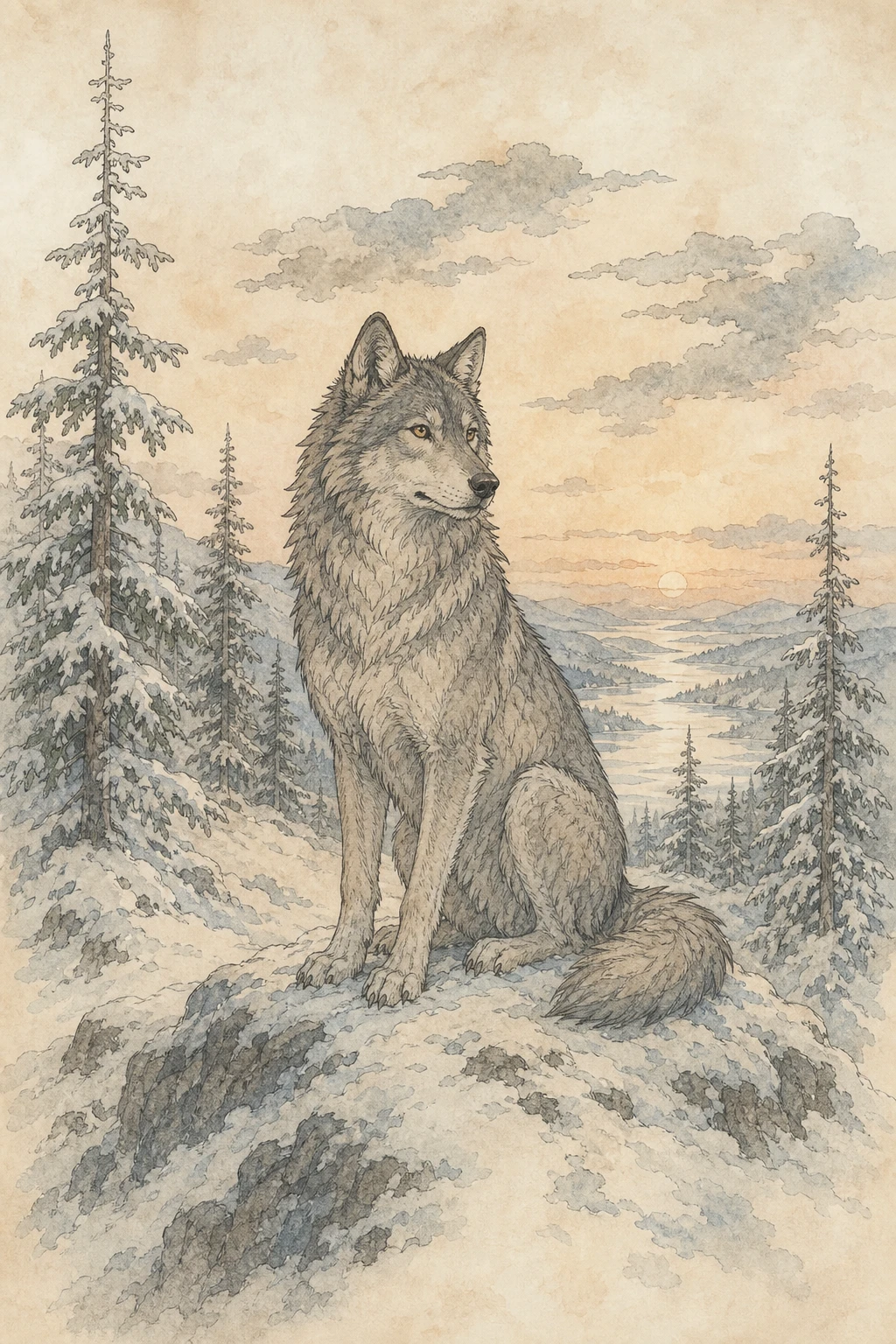 Évocation d'Œil-de-Nuit, le loup (illustration non officielle)