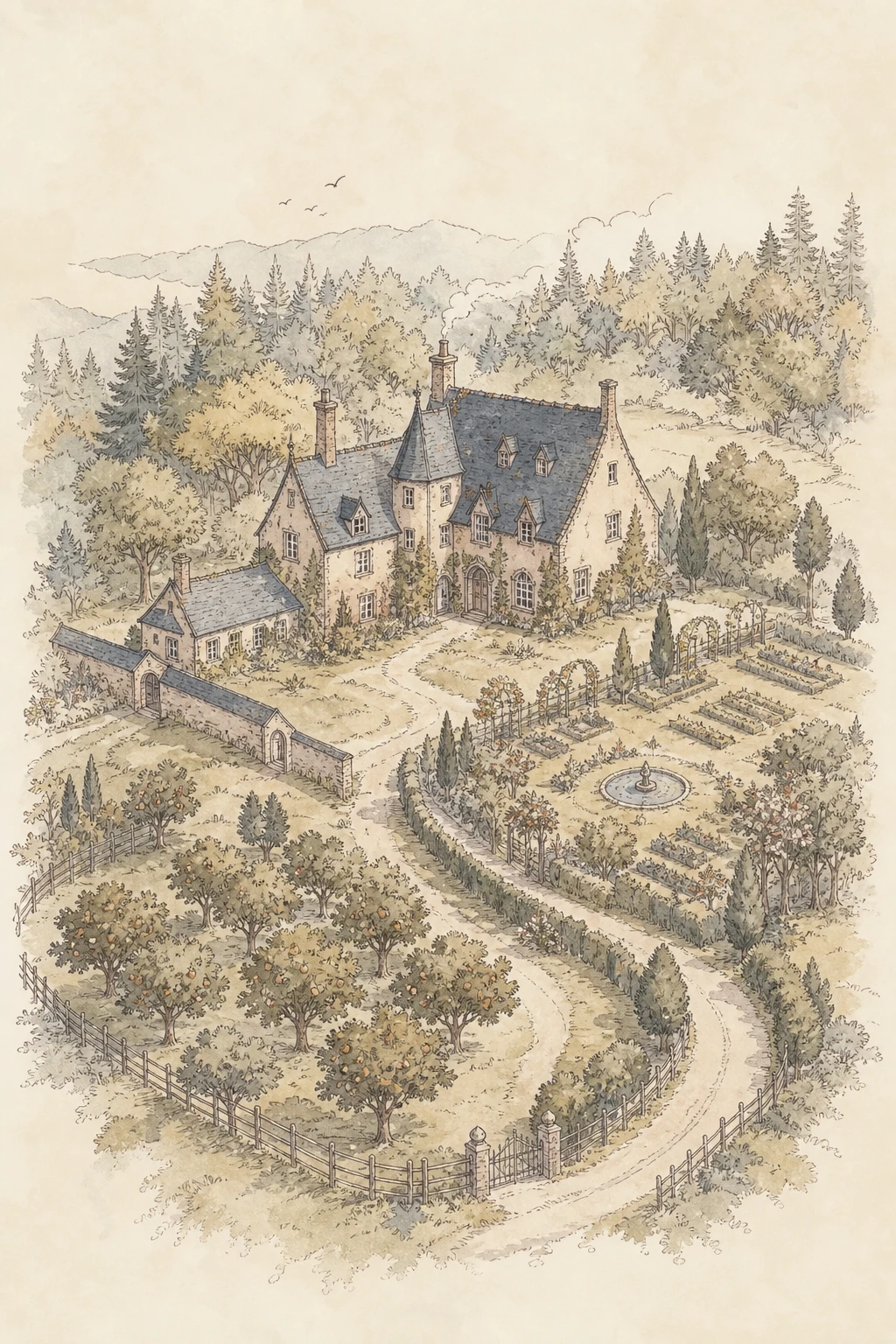 Évocation de Flétribois, le foyer de Fitz et Molly (illustration non officielle)