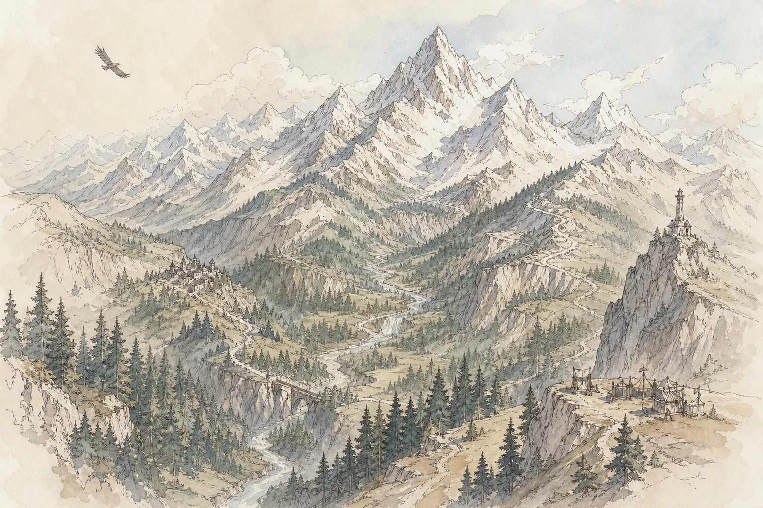 Le Royaume des Montagnes — chaînes enneigées et cols escarpés