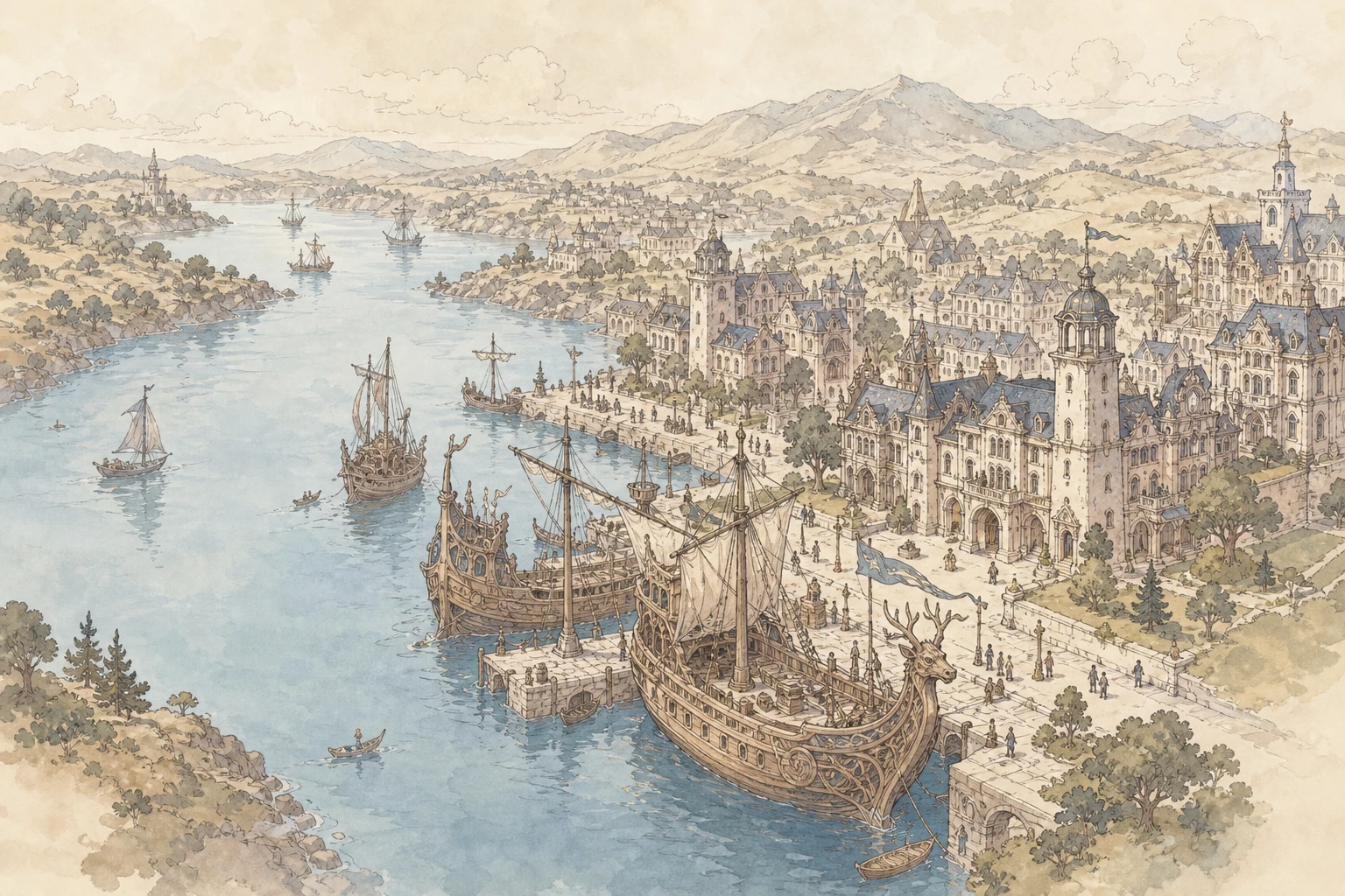 Terrilville — cité-port marchande et navires vivants